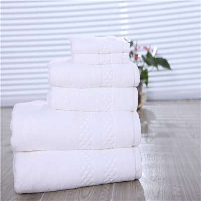 Bulk sale white plain terry towel set hotel 100% cotton  towel,hotel face/hands/bath towel set